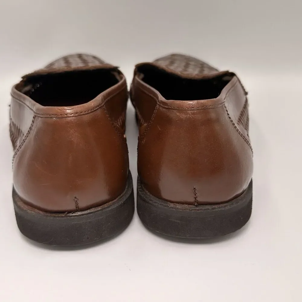 Deer Stags Tijuana Men’s 9.5 3E Extra Wide Woven Leather Huarache Loafers Brown